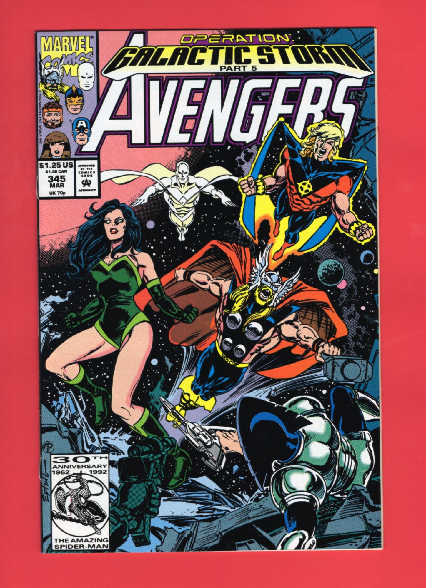 Avengers #345, Mar 1992, 9.2 NM-