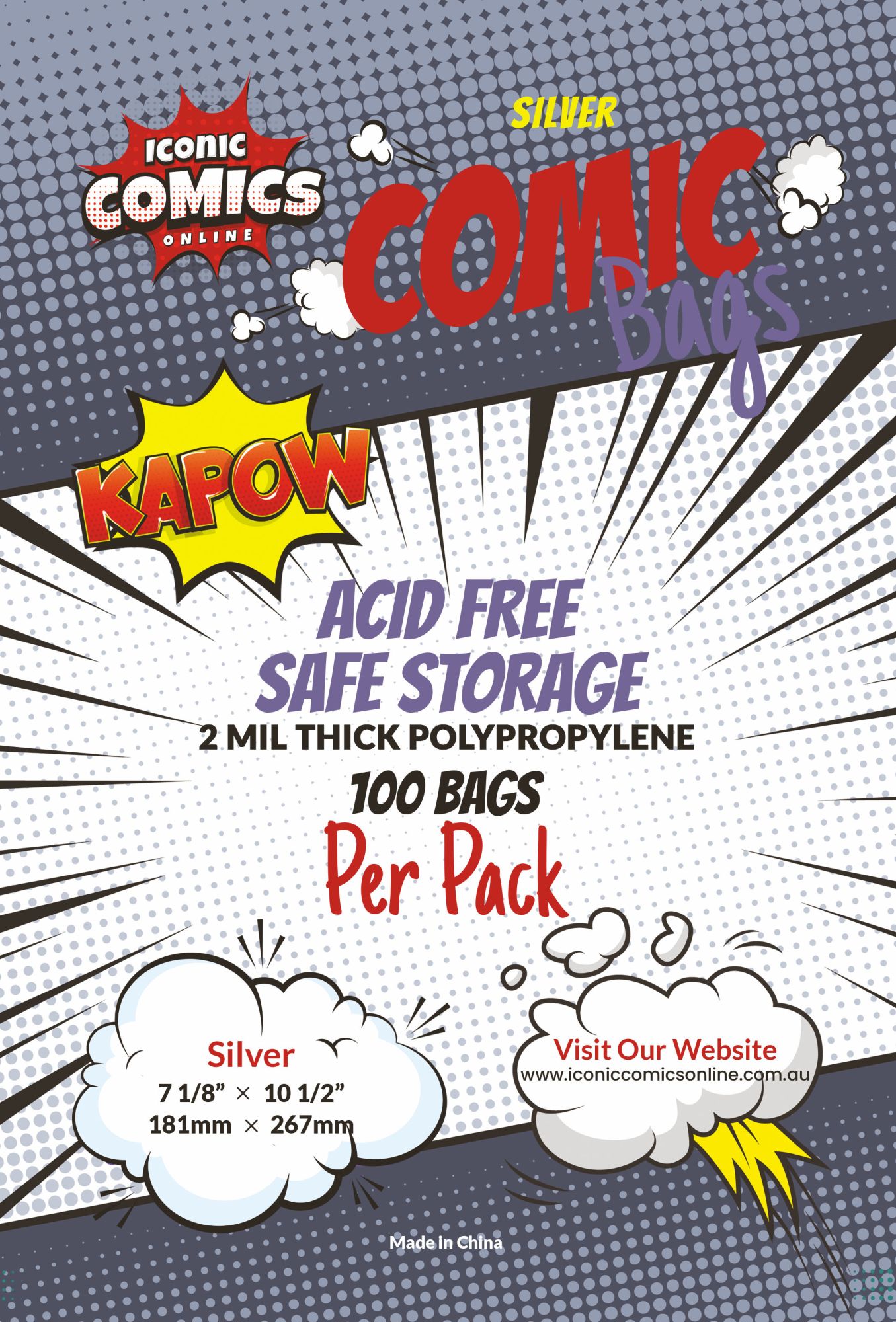 Iconic Comics Online Silver Comic Bags (1 x Pack-100)